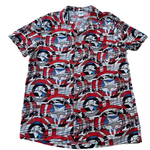 NWT Marvel Captain America Mens SS Button Down Shirt - Size XXXL - Picture 5 of 6